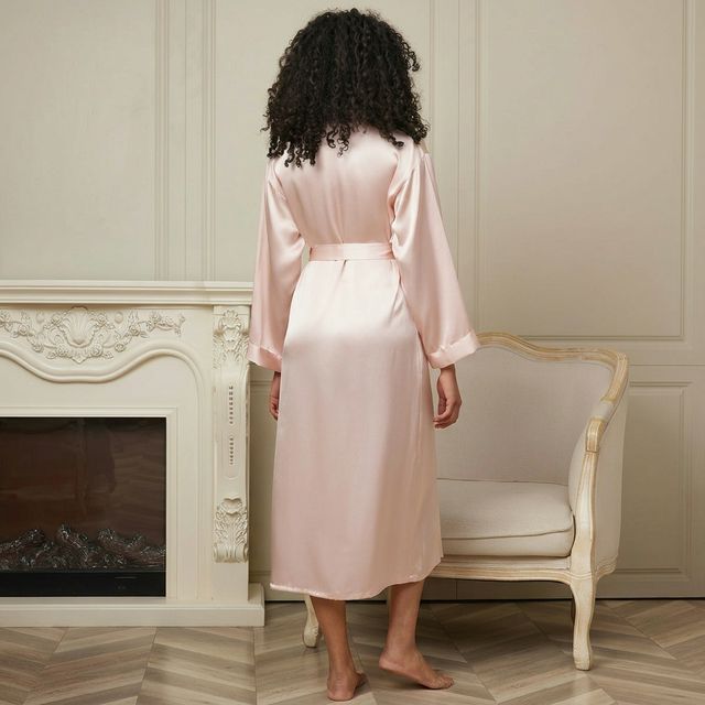 Pure Silk Long Sleeve Midi Women's Robe