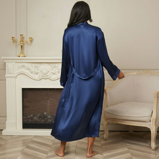 Pure Silk Long Sleeve Midi Women's Robe