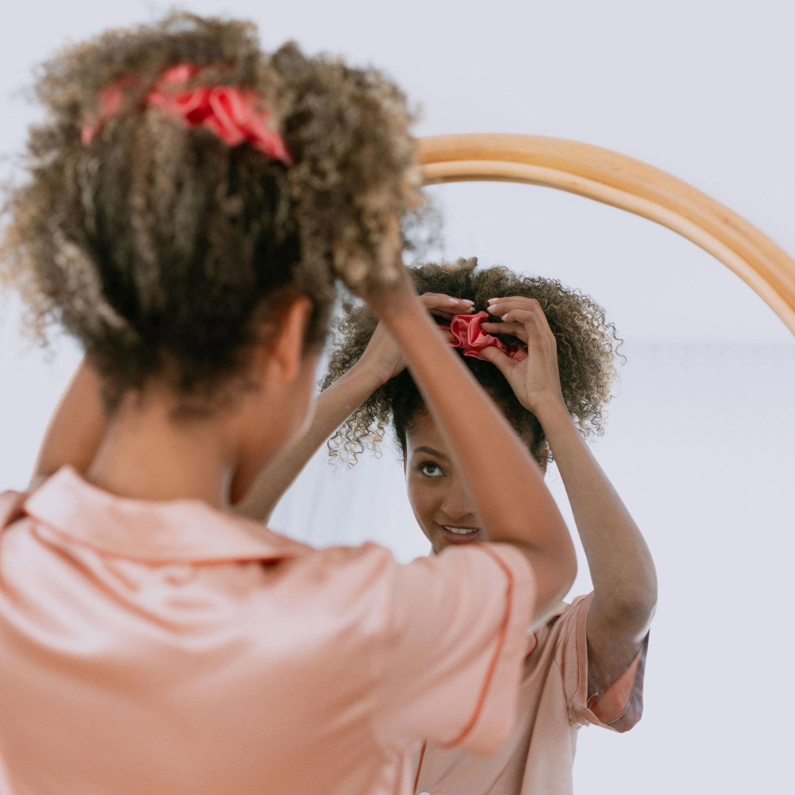 Silk Scrunchie Blush on model