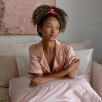 Silk Scrunchie Blush on model 2