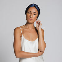 Silk Bonnet Navy Blue side