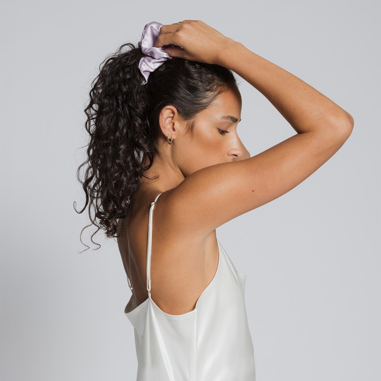 Silk Scrunchie Lilac Haze lookbook 4