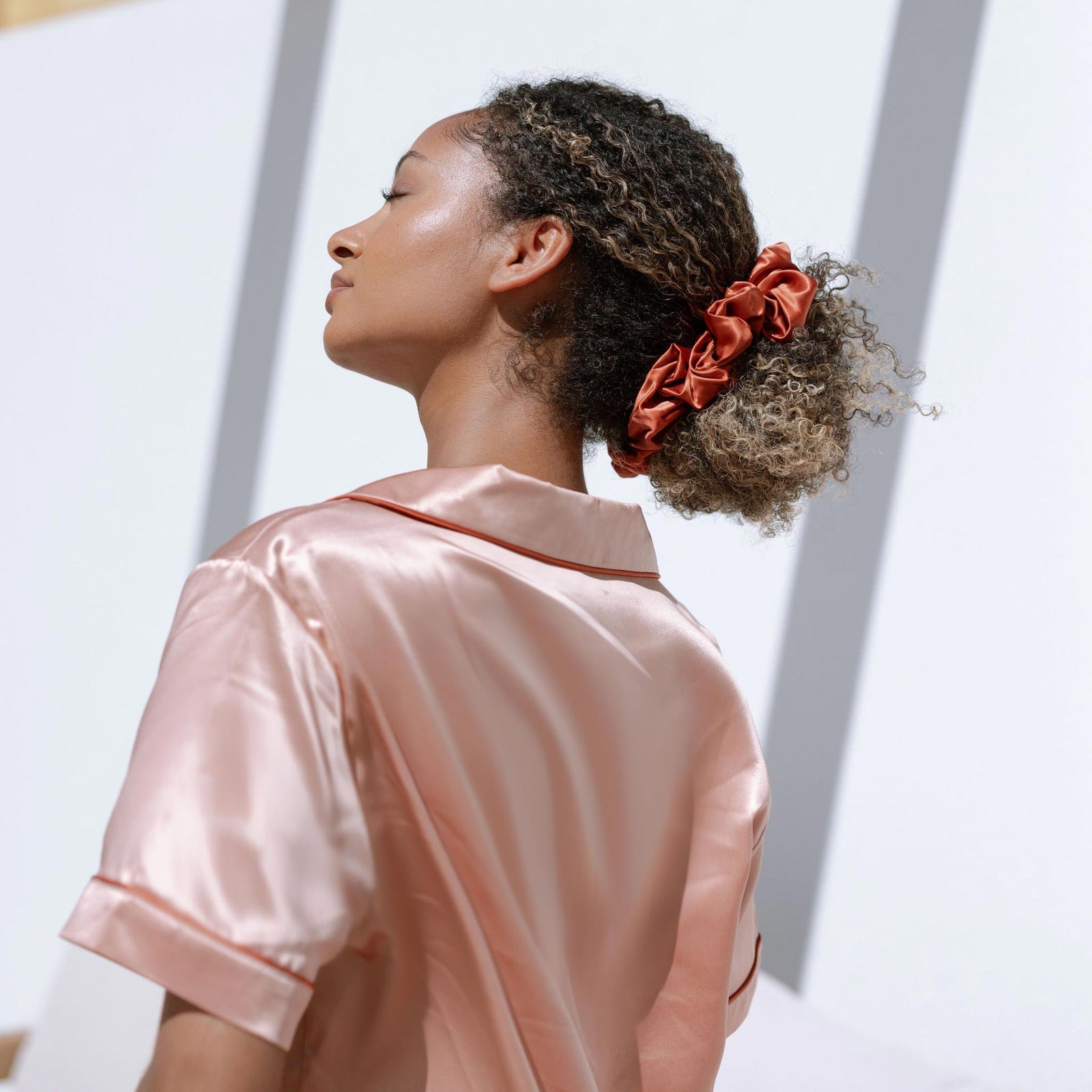Silk Scrunchie Dusk lifestyle