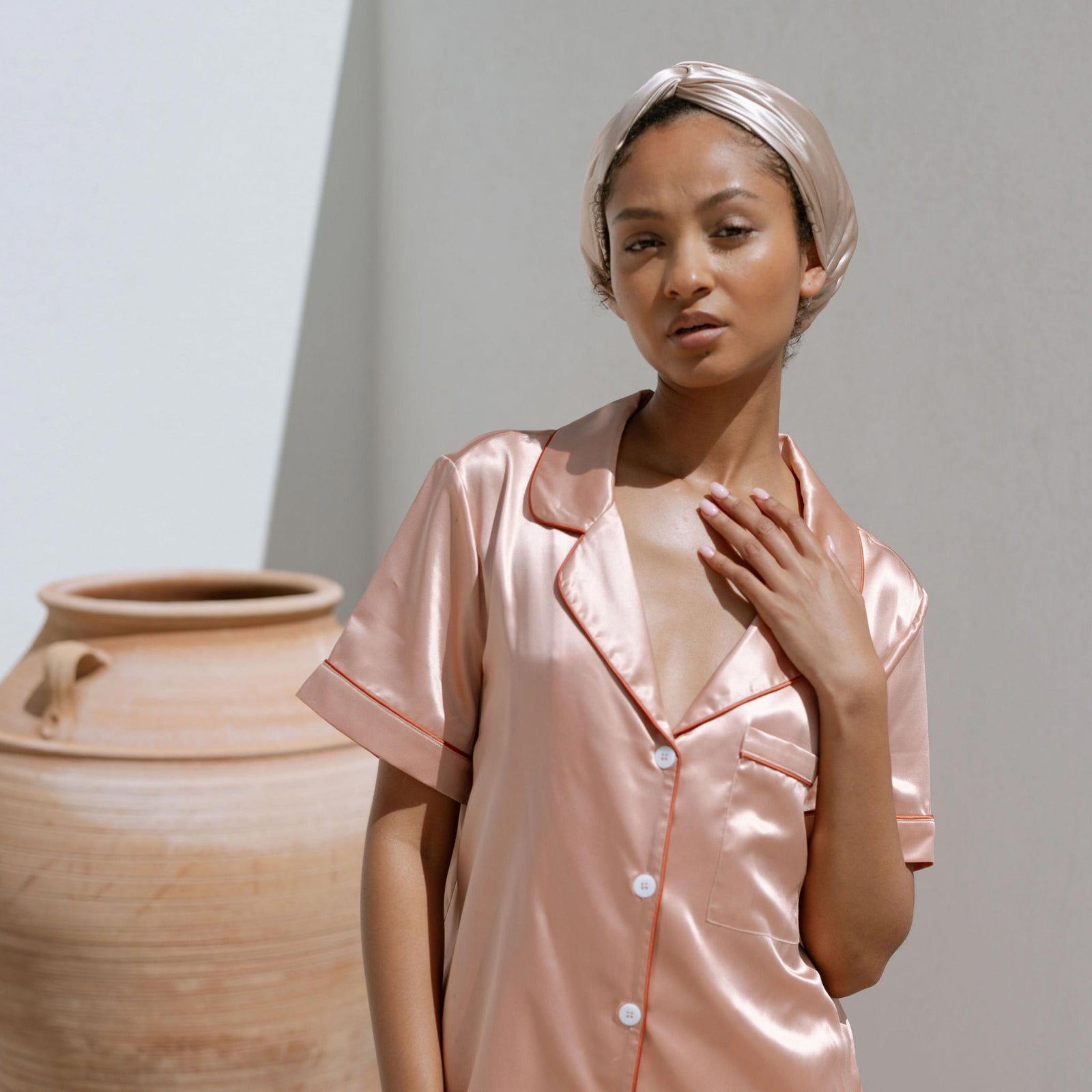 Silk Bonnet Khaki lifestyle
