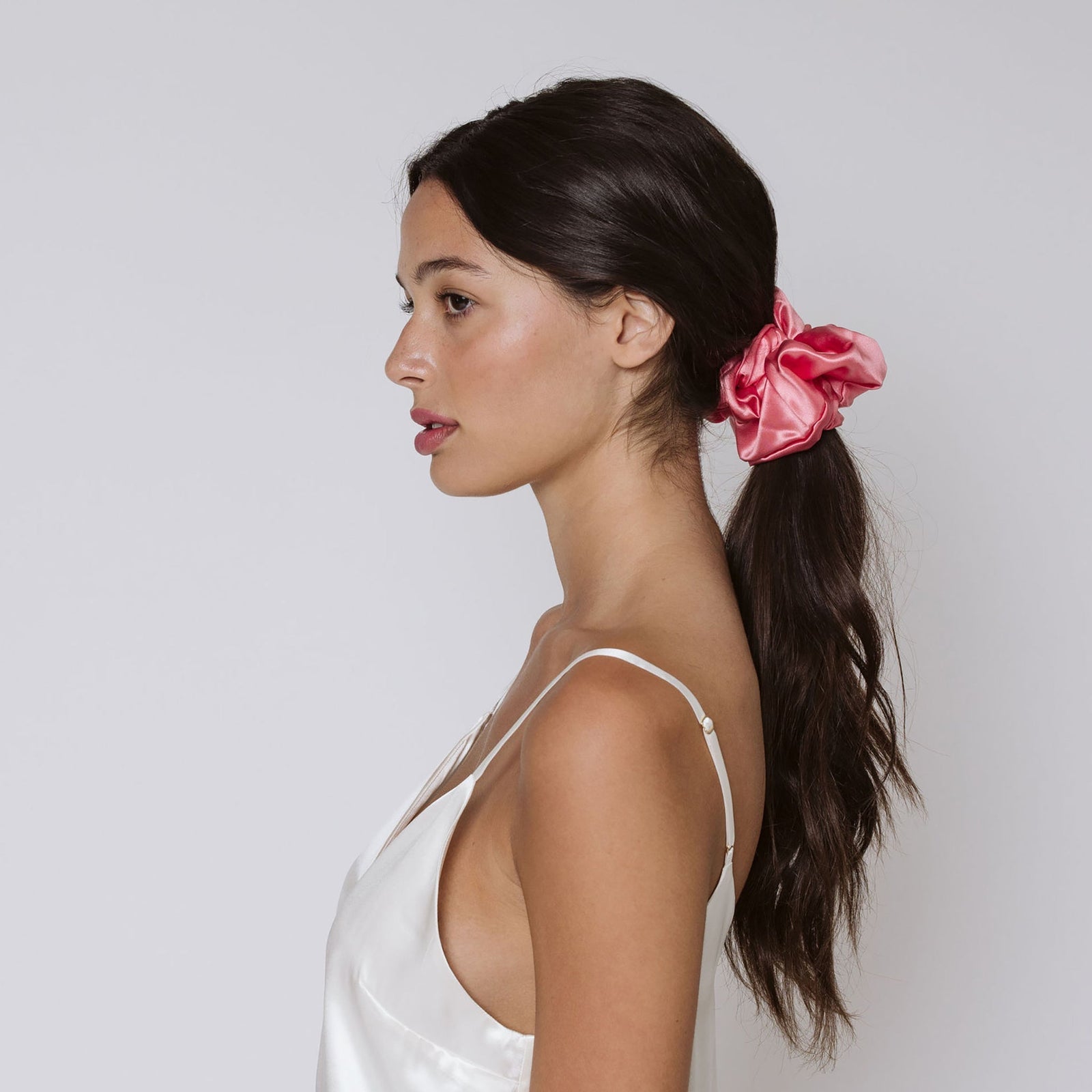Silk Scrunchie Blush styled