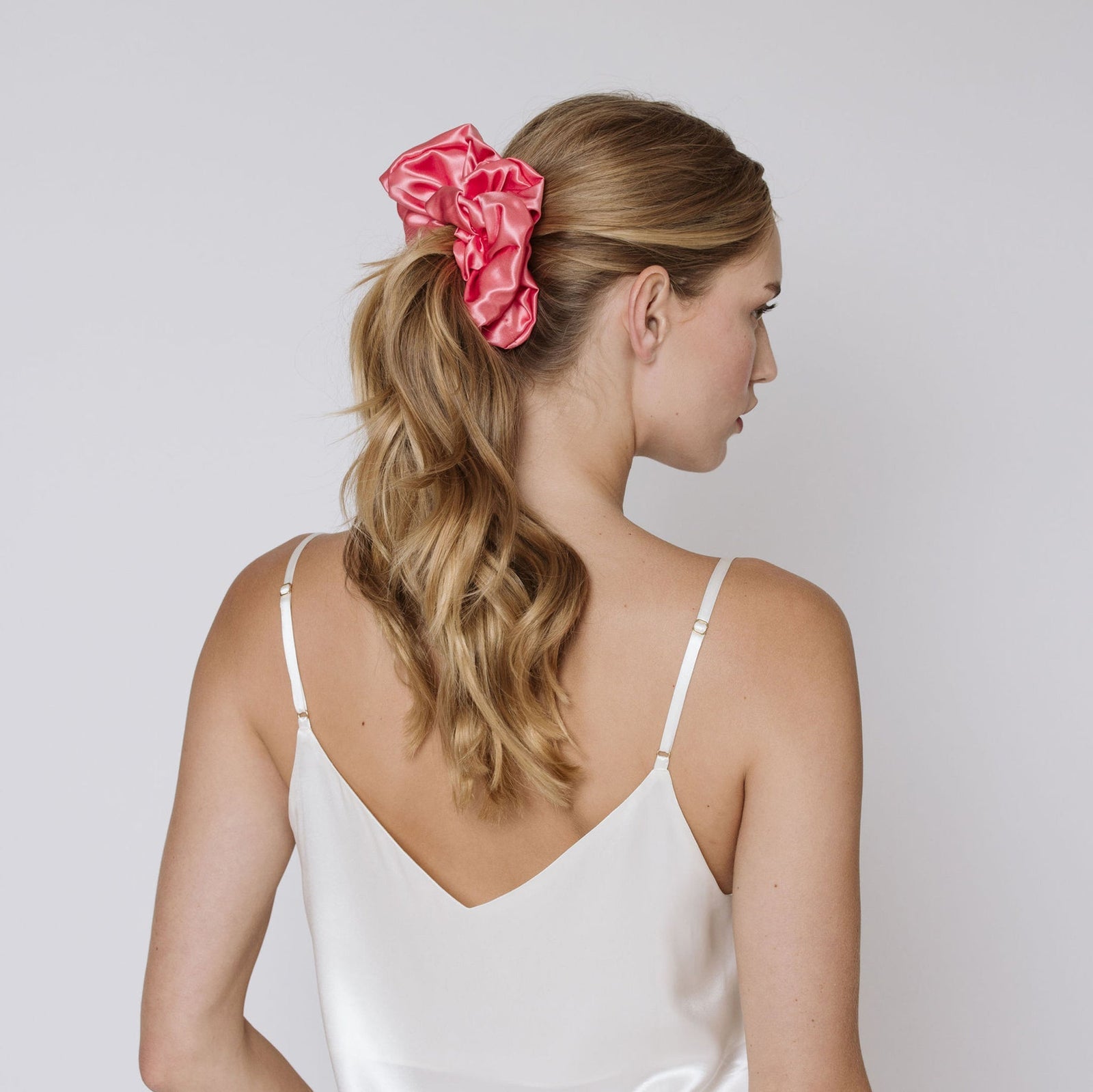Silk Scrunchie Blush flat lay