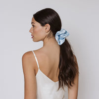 Silk Scrunchie Sky Blue flat lay